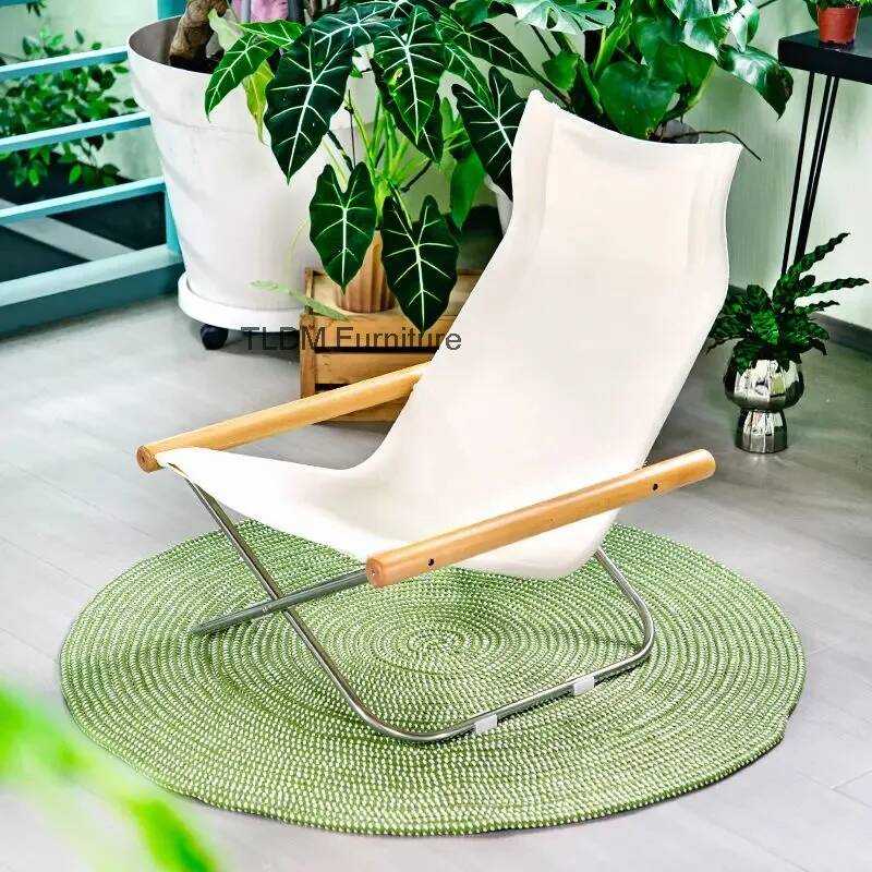 Outdoor Furniture Japanese Style - Chaise longue pliante en toile, installation