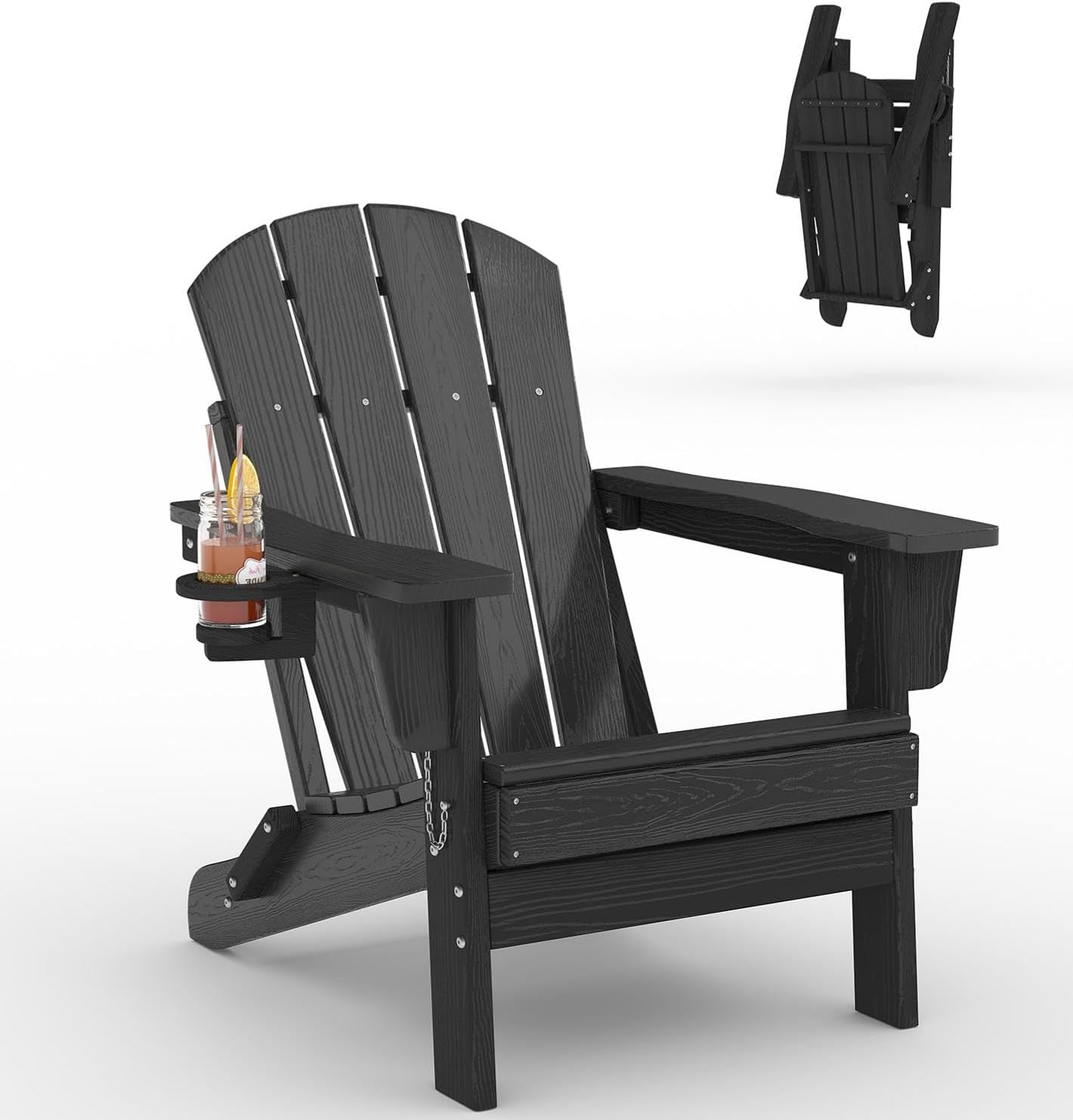 Outdoor Furniture And Fire Pit - Chaise Adirondack pliable en plastique HDPE,