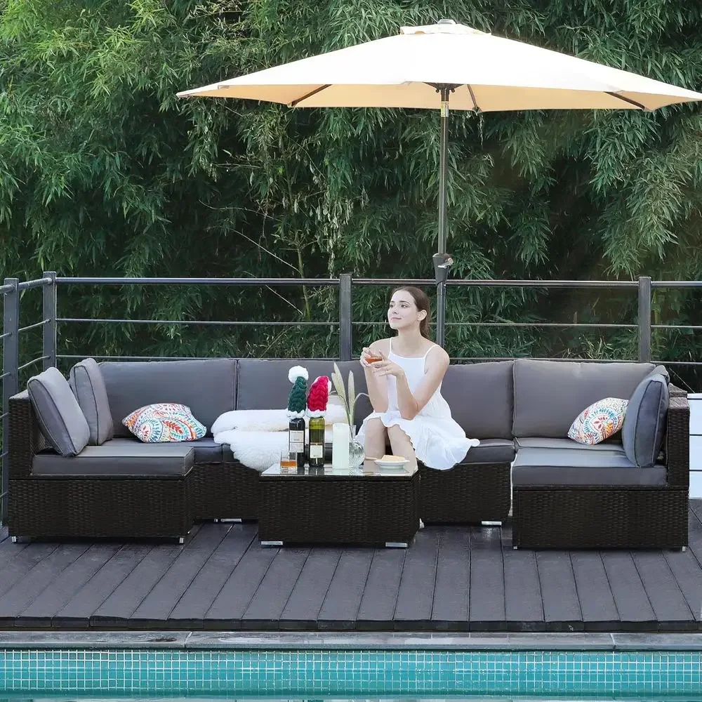 Outdoor Furniture Grey - Ensemble de meubles de patio modulaires