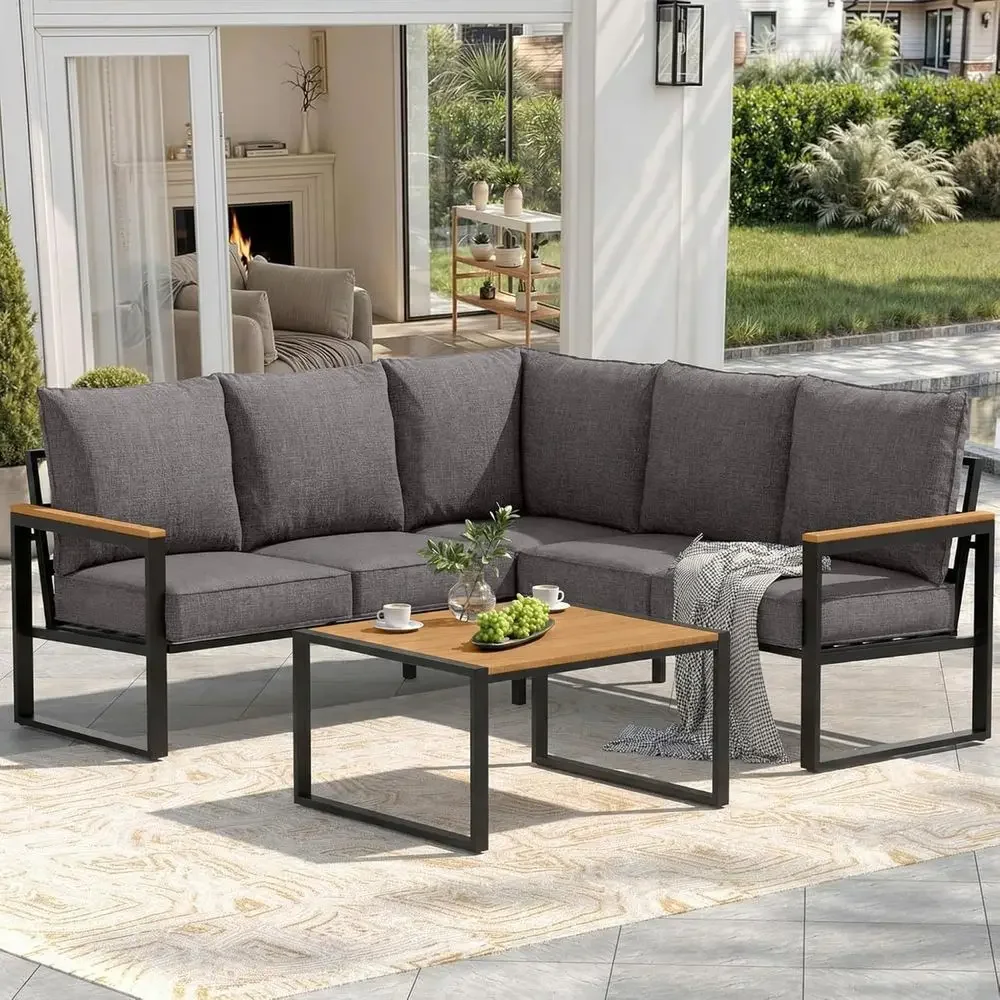 Outdoor Furniture Grey - Ensemble de canapé d'extérieur en 6