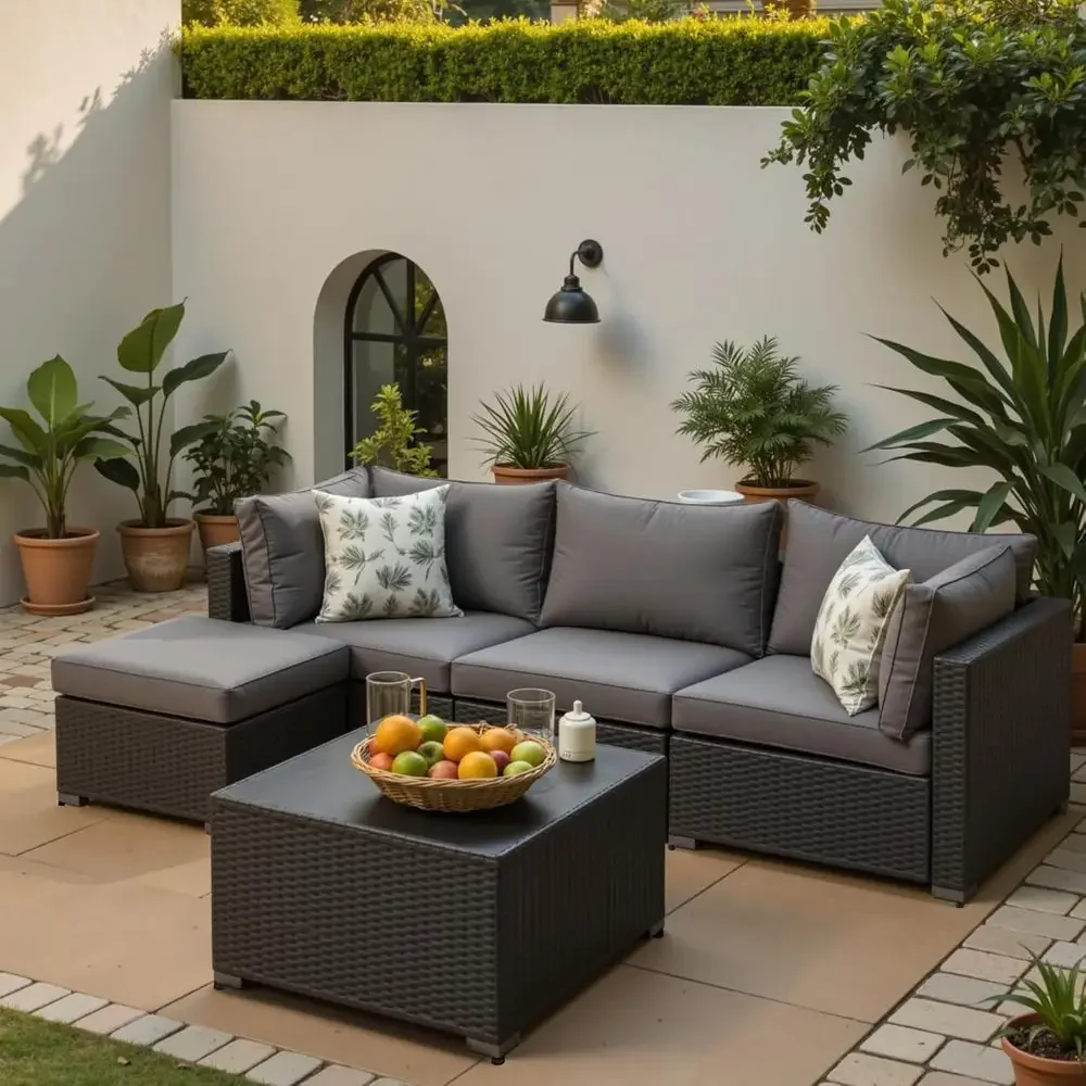 Outdoor Furniture Grey - Ensemble de meubles de patio modulables
