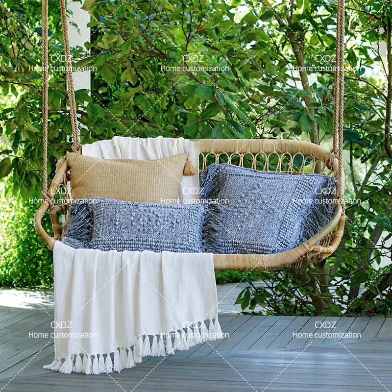 Outdoor Furniture Japanese Style - Fauteuil suspendu double en rotin d'extérieur,