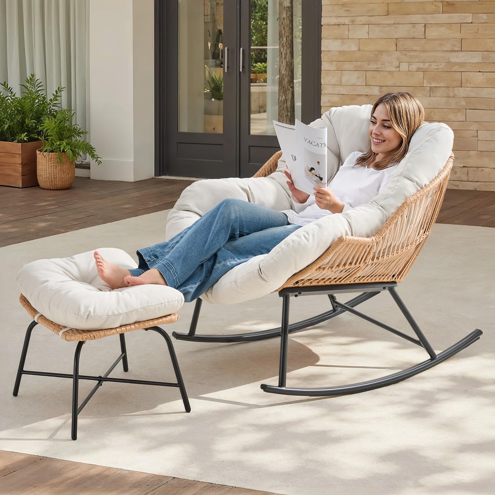 Fauteuil à bascule Papasan en  - Outdoor Furniture Grey avis et prix