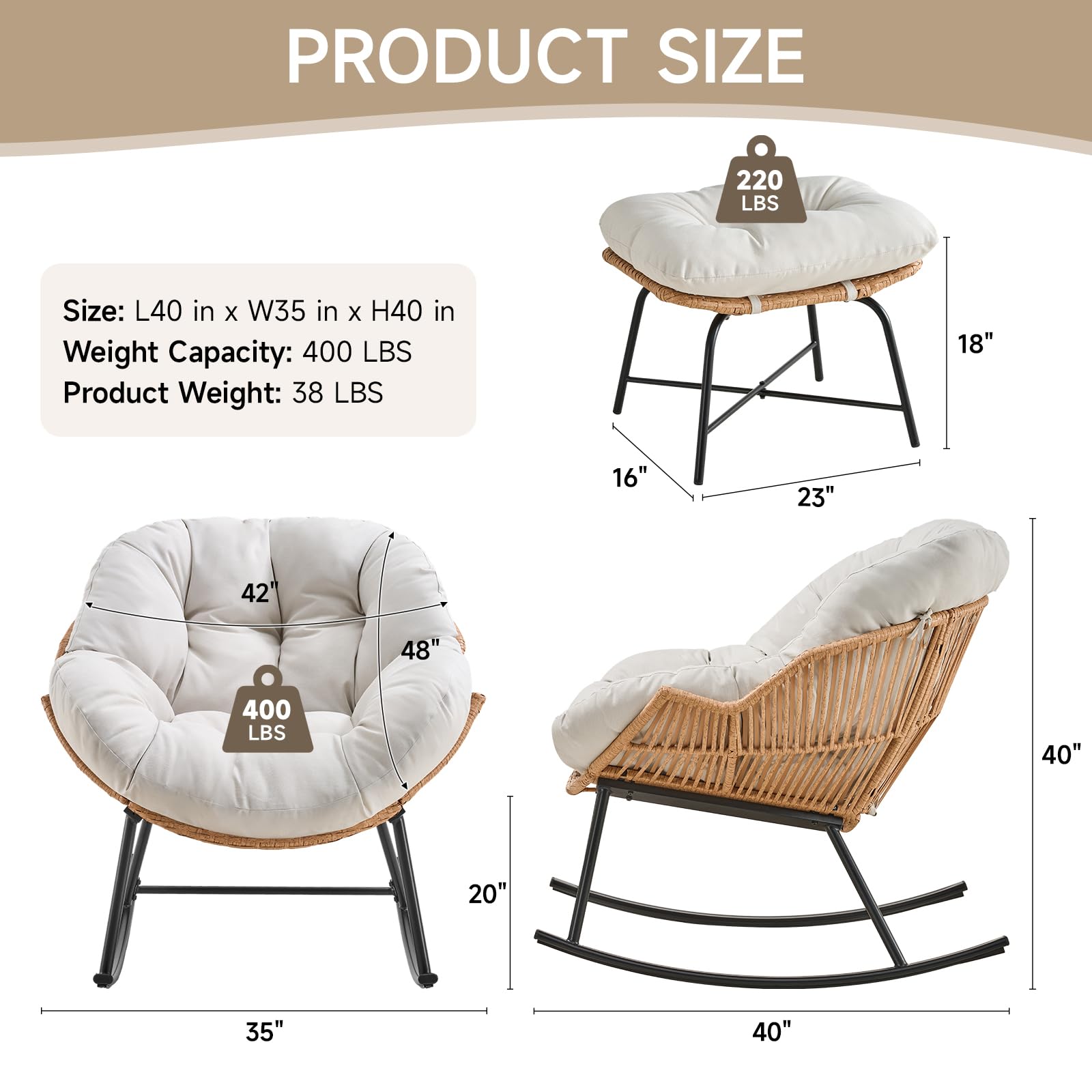 Fauteuil à bascule Papasan en  - Outdoor Furniture Grey avis et prix