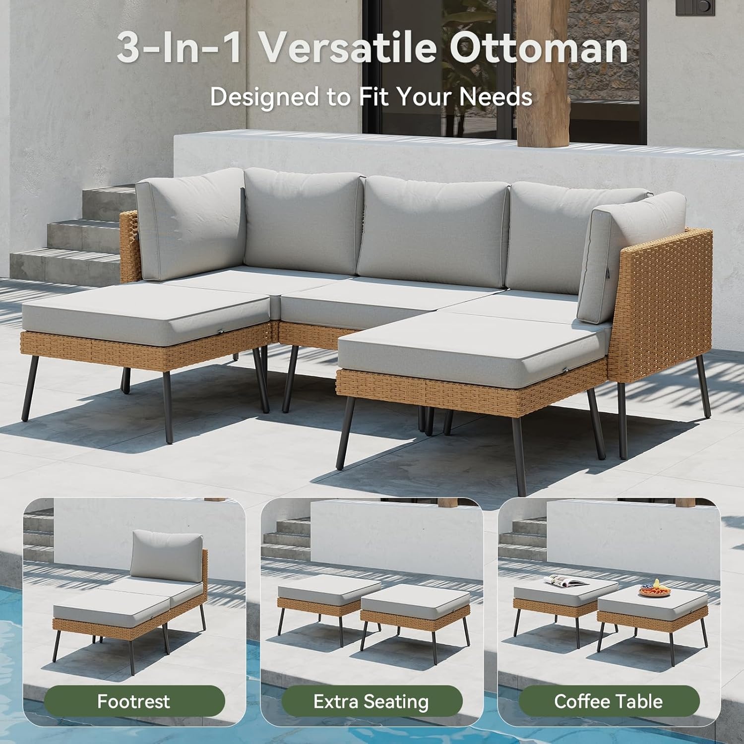 Ensemble de meubles de patio e - Outdoor Furniture Grey avis et prix